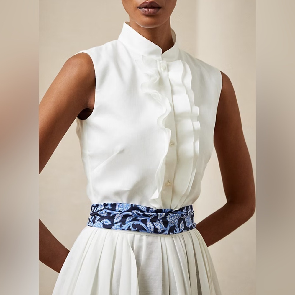 Ralph Lauren Collection Roald Pleated Linen Sleeveless Day Dress NWT - Picture 3 of 12
